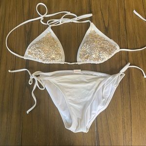 Xhileration white gold string bikini